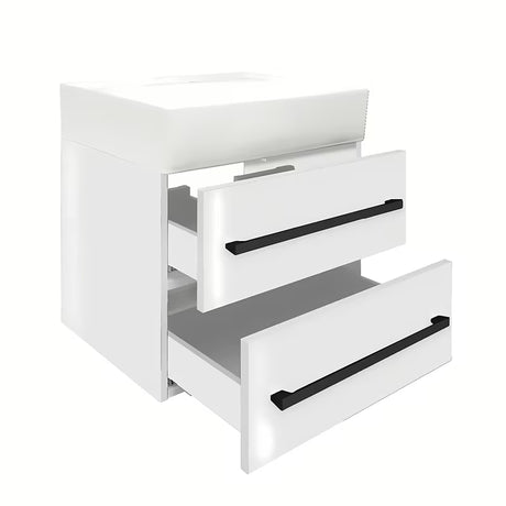 Závěsná koupelnová skříňka SAT Cube Way s keramickým umyvadlem v bílém lesku 60x46x53 cm