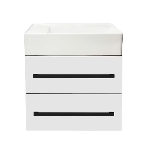 Závěsná koupelnová skříňka SAT Cube Way s keramickým umyvadlem v bílém lesku 60x46x53 cm