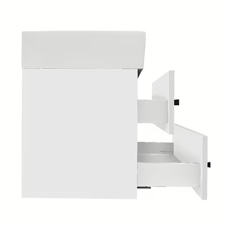 Závěsná koupelnová skříňka SAT Cube Way s keramickým umyvadlem v bílém lesku 60x46x53 cm