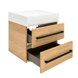 Závěsná koupelnová skříňka s keramickým umyvadlem SAT Cube Way 60x53x46 cm v dekoru dub hickory
