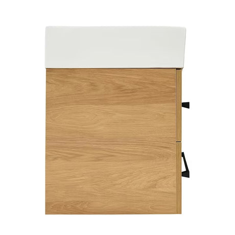 Závěsná koupelnová skříňka s keramickým umyvadlem SAT Cube Way 60x53x46 cm v dekoru dub hickory