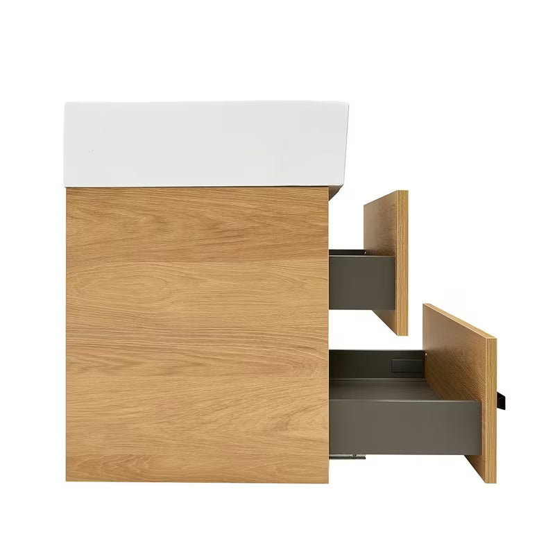 Závěsná koupelnová skříňka s keramickým umyvadlem SAT Cube Way 60x53x46 cm v dekoru dub hickory