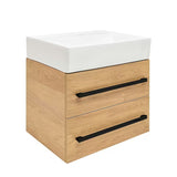 Závěsná koupelnová skříňka s keramickým umyvadlem SAT Cube Way 60x46 cm v dekoru dub hickory