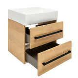 Závěsná koupelnová skříňka s keramickým umyvadlem SAT Cube Way 60x46 cm v dekoru dub hickory