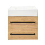Závěsná koupelnová skříňka s keramickým umyvadlem SAT Cube Way 60x46 cm v dekoru dub hickory