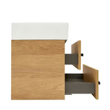 Závěsná koupelnová skříňka s keramickým umyvadlem SAT Cube Way 60x46 cm v dekoru dub hickory