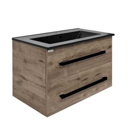 SAT Cube Way závěsná skříňka s keramickým umyvadlem v dekoru dub wellington 80x46x53 cm
