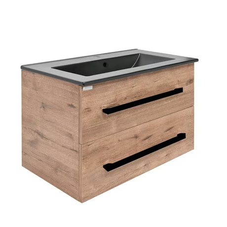 SAT Cube Way závěsná skříňka s keramickým umyvadlem v dekoru dub wellington 80x46x53 cm
