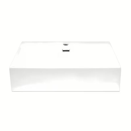 Bílé keramické závěsné umyvadlo SAT Cube Way 60x42 cm s otvorem pro baterii uprostřed