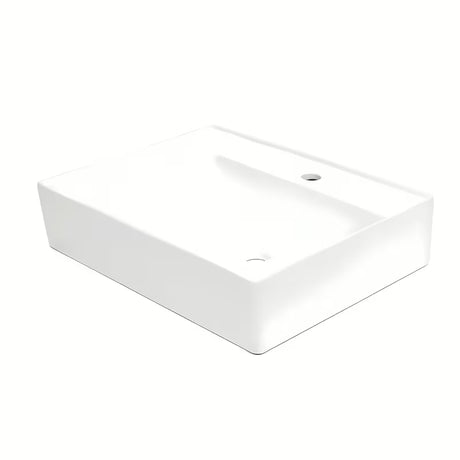 Bílé keramické závěsné umyvadlo SAT Cube Way 60x46 cm s odkládací plochou vlevo
