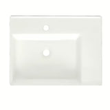 Bílé keramické závěsné umyvadlo SAT Cube Way 60x46 cm s asymetrickým designem a odkládací plochou vpravo.