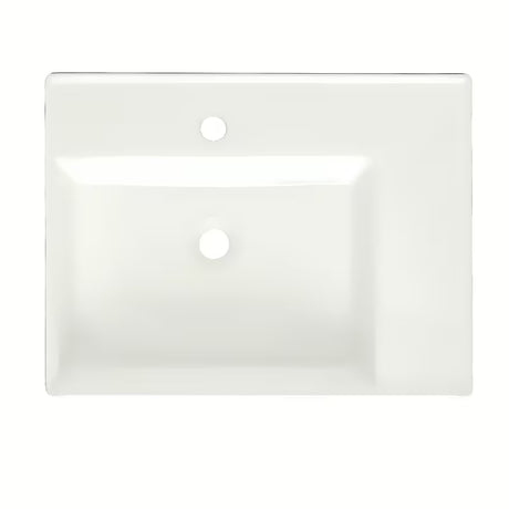 Bílé keramické závěsné umyvadlo SAT Cube Way 60x46 cm s asymetrickým designem a odkládací plochou vpravo.