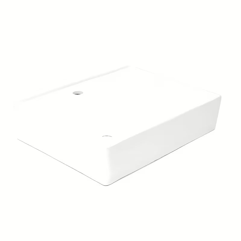 Bílé keramické závěsné umyvadlo SAT Cube Way 60x46 cm s asymetrickým designem a odkládací plochou vpravo.