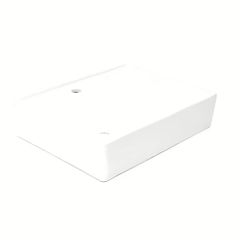 Bílé keramické závěsné umyvadlo SAT Cube Way 60x46 cm s asymetrickým designem a odkládací plochou vpravo.