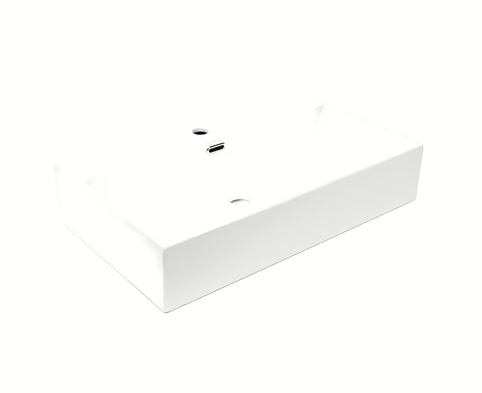 Bílé keramické závěsné umyvadlo SAT Cube Way 75x42 cm s přepadem a otvorem pro baterii