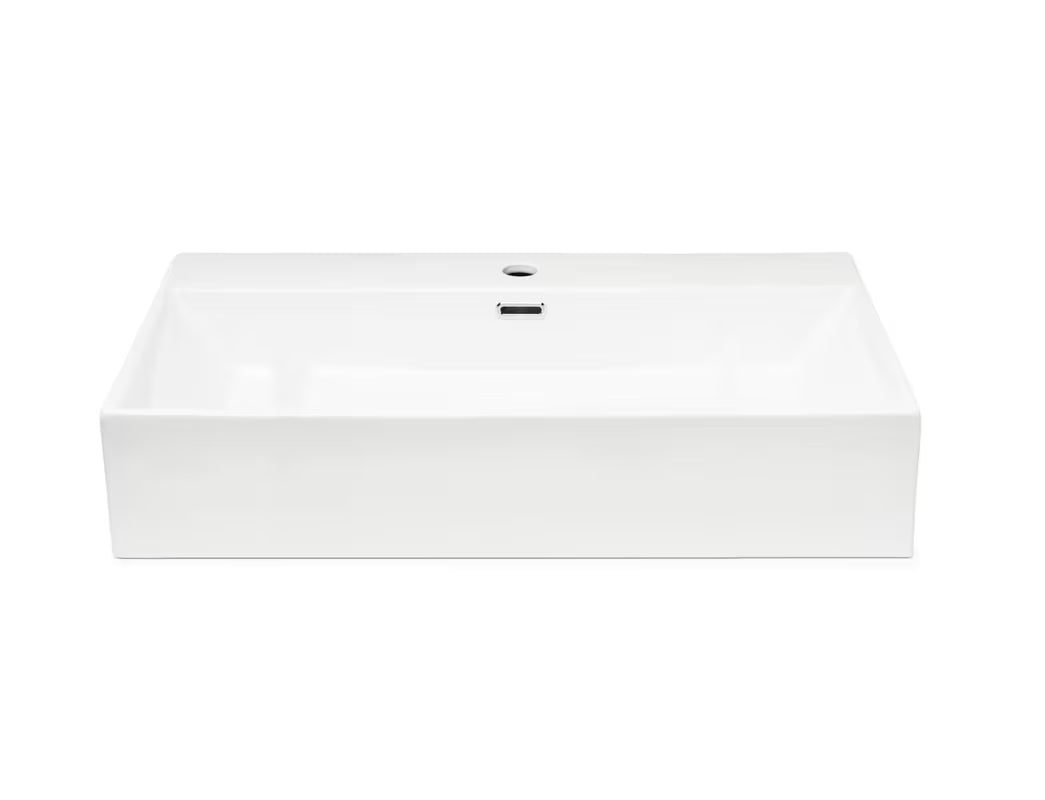 Bílé keramické závěsné umyvadlo SAT Cube Way 75x42 cm s přepadem a otvorem pro baterii