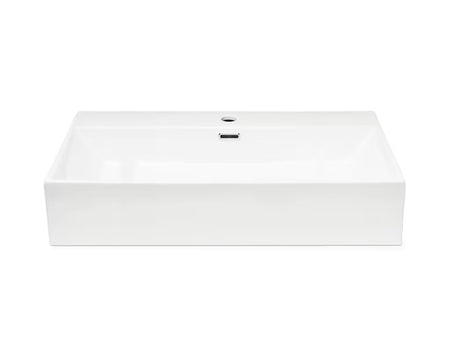 Bílé keramické závěsné umyvadlo SAT Cube Way 75x42 cm s přepadem a otvorem pro baterii