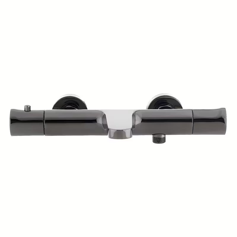 Termostatická nástěnná vanová baterie SAT Dark v matném provedení PVD gun metal bez sprchového setu.