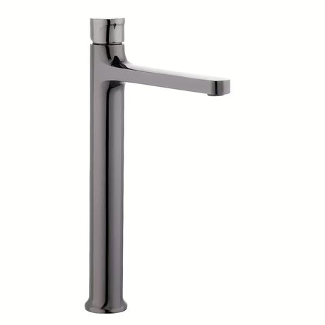 Vysoká umyvadlová baterie SAT Dark v povrchové úpravě PVD Gun Metal s pákovým ovládáním bez výpusti.