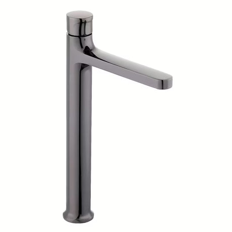 Vysoká umyvadlová baterie SAT Dark v povrchové úpravě PVD Gun Metal s pákovým ovládáním bez výpusti.