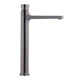 Vysoká umyvadlová baterie SAT Dark v povrchové úpravě PVD Gun Metal s pákovým ovládáním bez výpusti.