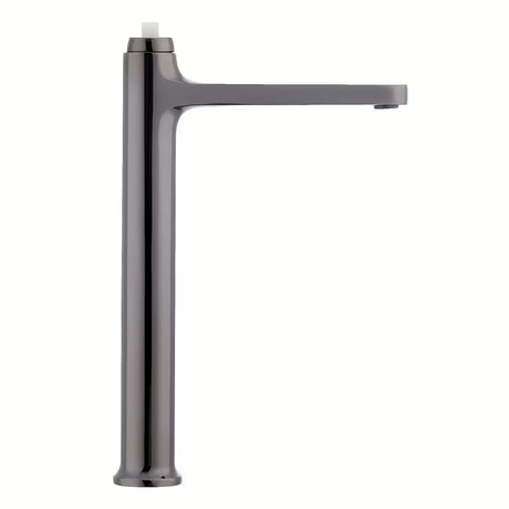 Vysoká umyvadlová baterie SAT Dark v povrchové úpravě PVD Gun Metal s pákovým ovládáním bez výpusti.