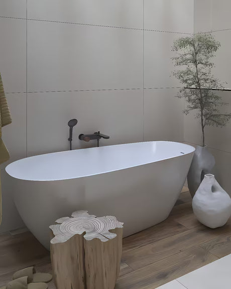 Volně stojící vana SAT Elysia z litého mramoru s možností levé i pravé orientace, rozměr 1700x700 mm.