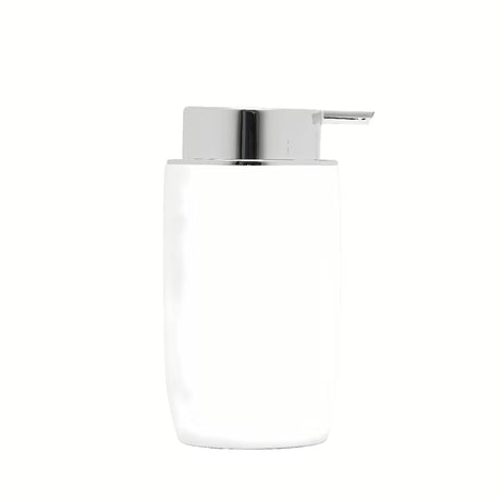 Bílý keramický dávkovač mýdla SAT Evolution v minimalistickém designu do moderní koupelny.