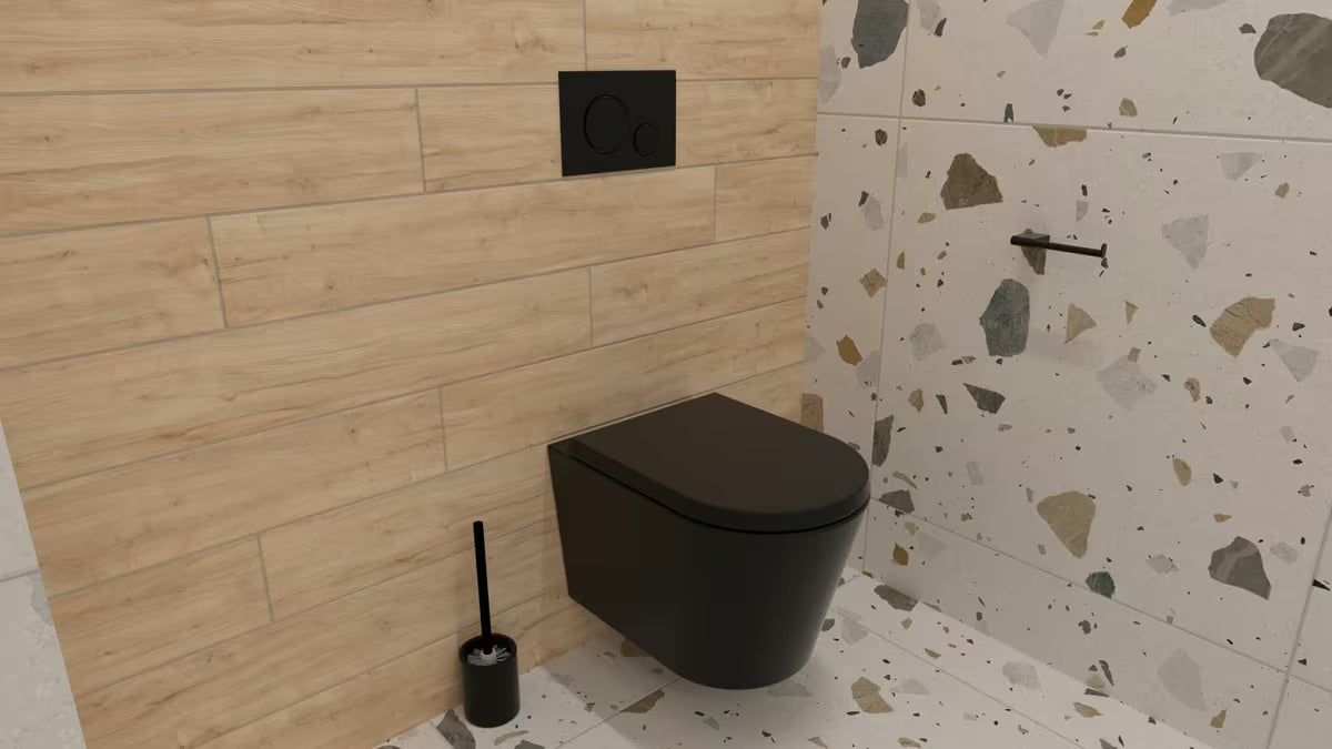 Volně stojící keramická WC štětka SAT Feel v matné černé barvě