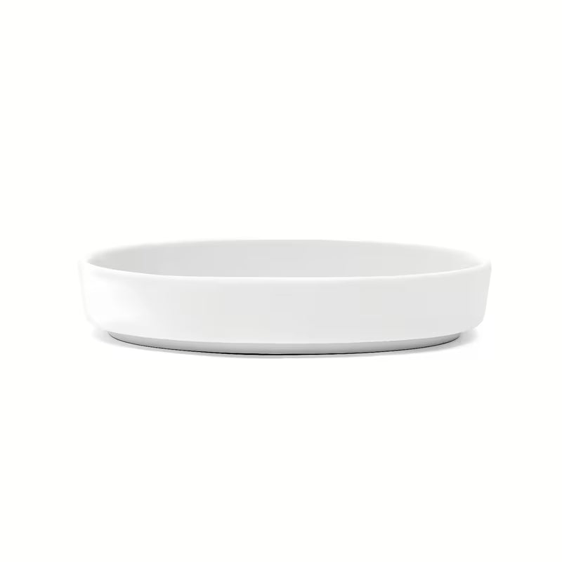 Bílá keramická mýdlenka SAT Feel s jednoduchým moderním designem do koupelny
