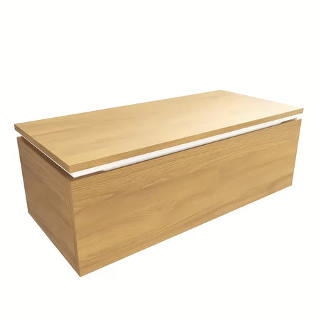 Závěsná koupelnová skříňka SAT Feel s krycí deskou v dekoru medový dub a matným povrchem