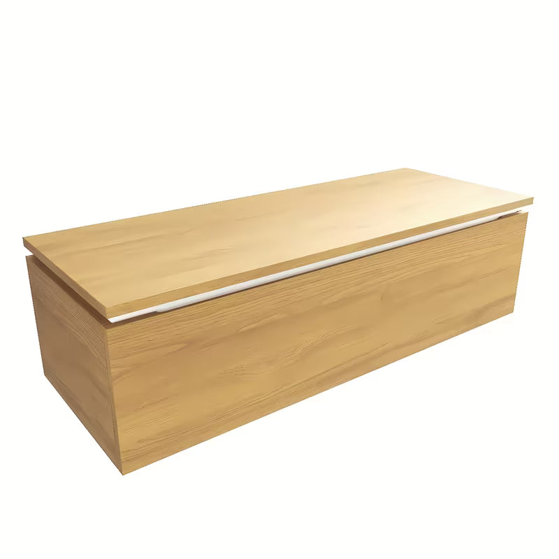 Závěsná koupelnová skříňka SAT Feel s krycí deskou v dekoru medový dub, 120x46x30 cm