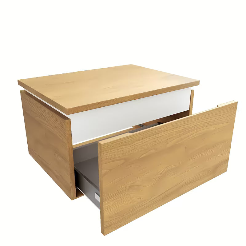 Závěsná koupelnová skříňka SAT Feel s krycí deskou v dekoru medový dub