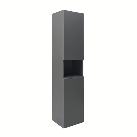 Vysoká závěsná koupelnová skříňka SAT Feel 36x165x32 cm v antracitové matné barvě s košem na prádlo