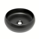 Kulaté keramické umyvadlo na desku SAT Feel v černé matné barvě, průměr 36 cm