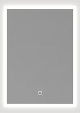Bílé obdélníkové zrcadlo SAT Feel 50x70 cm s LED osvětlením a senzorovým ovládáním