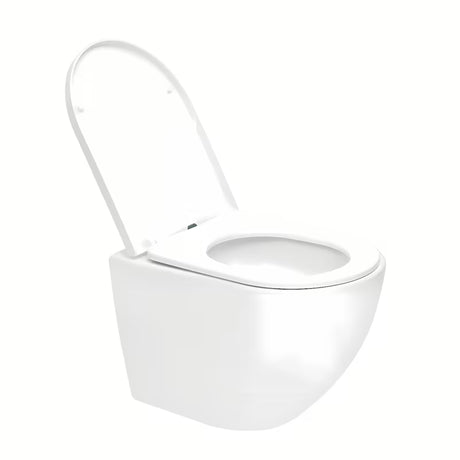 Bílé závěsné WC SAT Fusion s vírovým splachováním a sedátkem SoftClose.