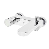 Nástěnná vanová baterie SAT Fusion v provedení chrome s kulatou pákou z bílého skla