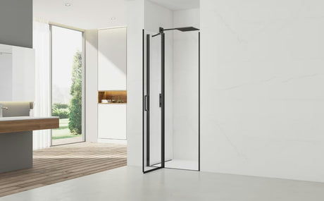 Sprchové dveře do niky SAT Fusion 100 cm v černé matné s čirým sklem a povrchem Easyclean.