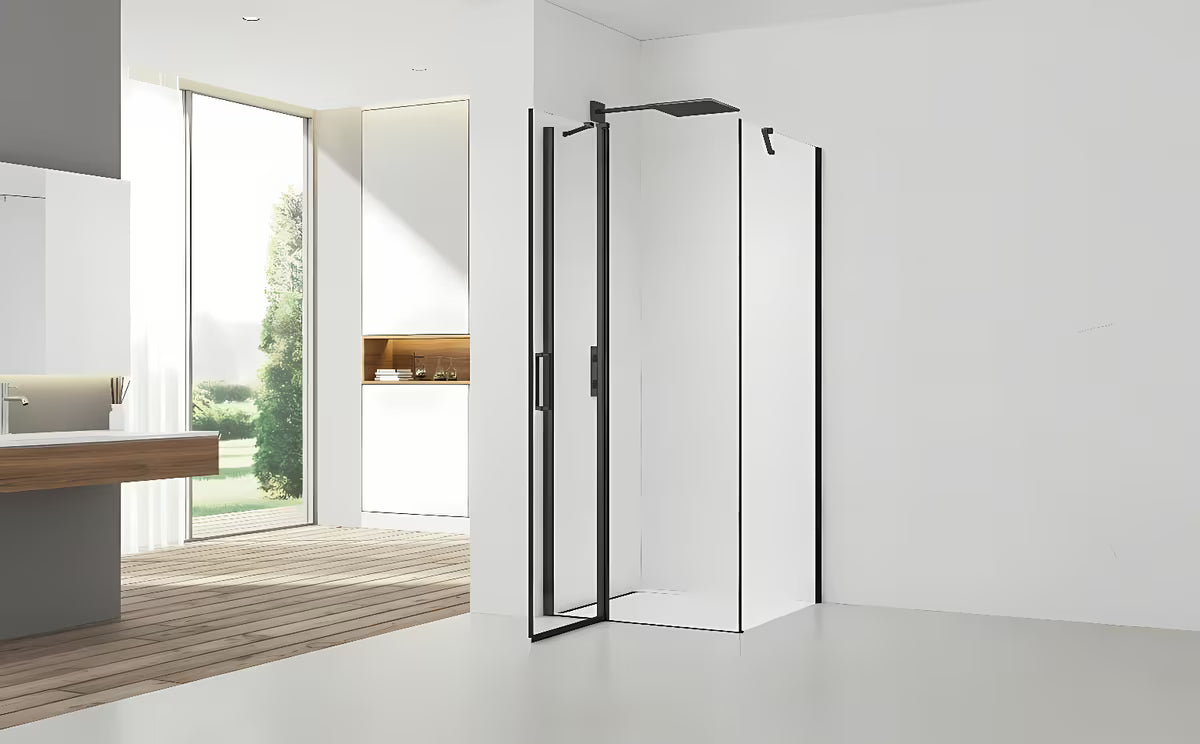Čtvercový sprchový kout SAT Fusion 80x80 cm v černé matné barvě s čirým sklem
