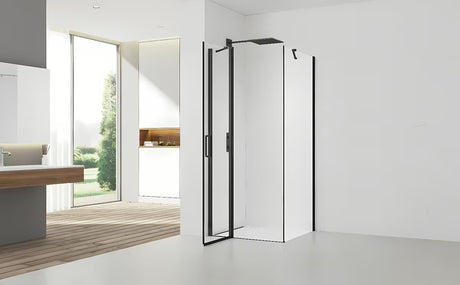Čtvercový sprchový kout SAT Fusion 80x80 cm v černé matné barvě s čirým sklem