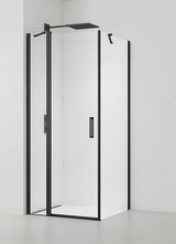 Pravokutna tuš kabina SAT Fusion 90x80 cm u crnoj mat boji s prozirnim staklom i bezokvirnom konstrukcijom.