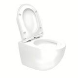 Bílé závěsné WC SAT Fusion s vírovým splachováním a sedátkem SoftClose se skrytým uchycením.
