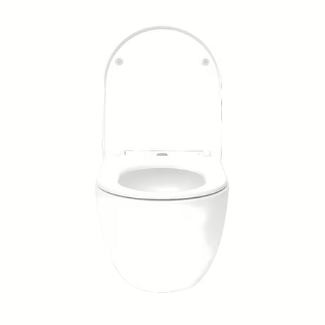 Bílé závěsné WC SAT Fusion s vírovým splachováním a sedátkem SoftClose se skrytým uchycením.