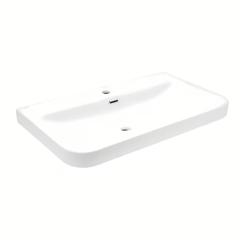 Umywalka meblowa SAT Fusion ceramiczna w matowej bieli z otworem pro baterię pośrodku.