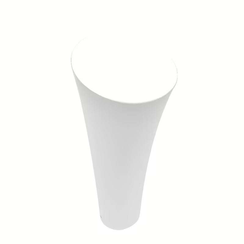 Volně stojící keramické umyvadlo SAT Fusion v bílé barvě s průměrem 42,5 cm a výškou 95 cm.