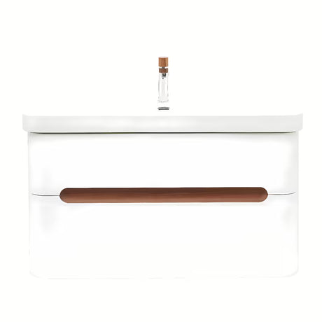 Závěsná skříňka s umyvadlem SAT Fusion 97,5x53x45 cm v bílé matné s baterií bez výpusti