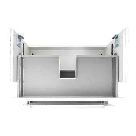Závěsná koupelnová skříňka s umyvadlem SAT Fusion v bílé matné barvě se dvěma zásuvkami.