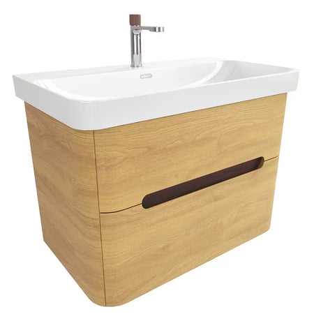 Závěsná skříňka s umyvadlem SAT Fusion 77,5x53x45 cm v dekoru dub medový