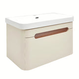 Viseća ormarić s keramičkim umivaonikom SAT Fusion u mat pješčano bež boji sa zaobljenim rubovima